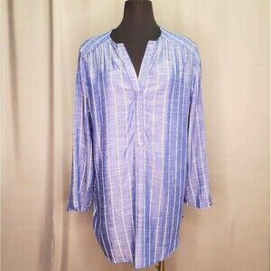 JENNIFER & GRACE, Beach Tunic  blue with white stripes size L